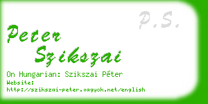 peter szikszai business card