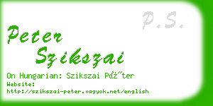 peter szikszai business card